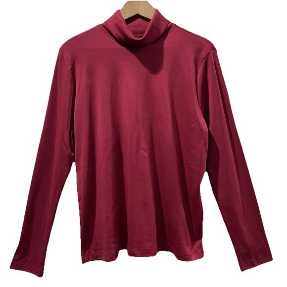 L.L. Bean Supima Cotton Turtleneck Top Size XL Red Long Sleeve Holidays - Picture 1 of 4